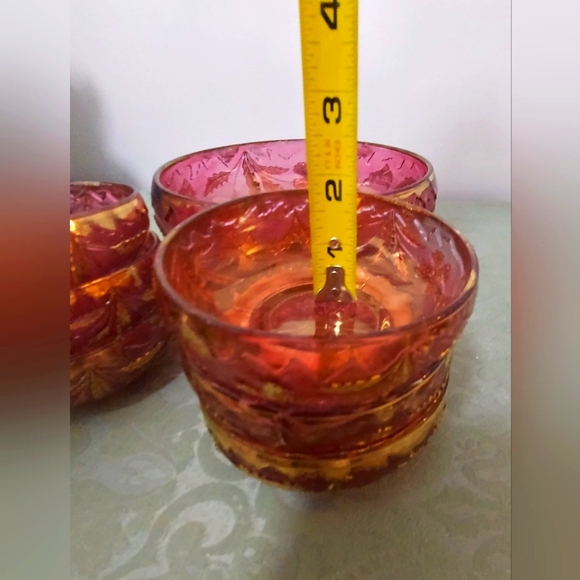 EAPG US GLASS DELAWARE RUBY STAIN/FLASH & GOLD BERRY BOWL SET - Picture 9 of 11